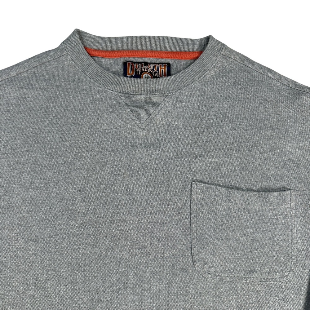 Duluth Trading Co. Mens Long Sleeve Crew Neck Pocket T-Shirt Gray